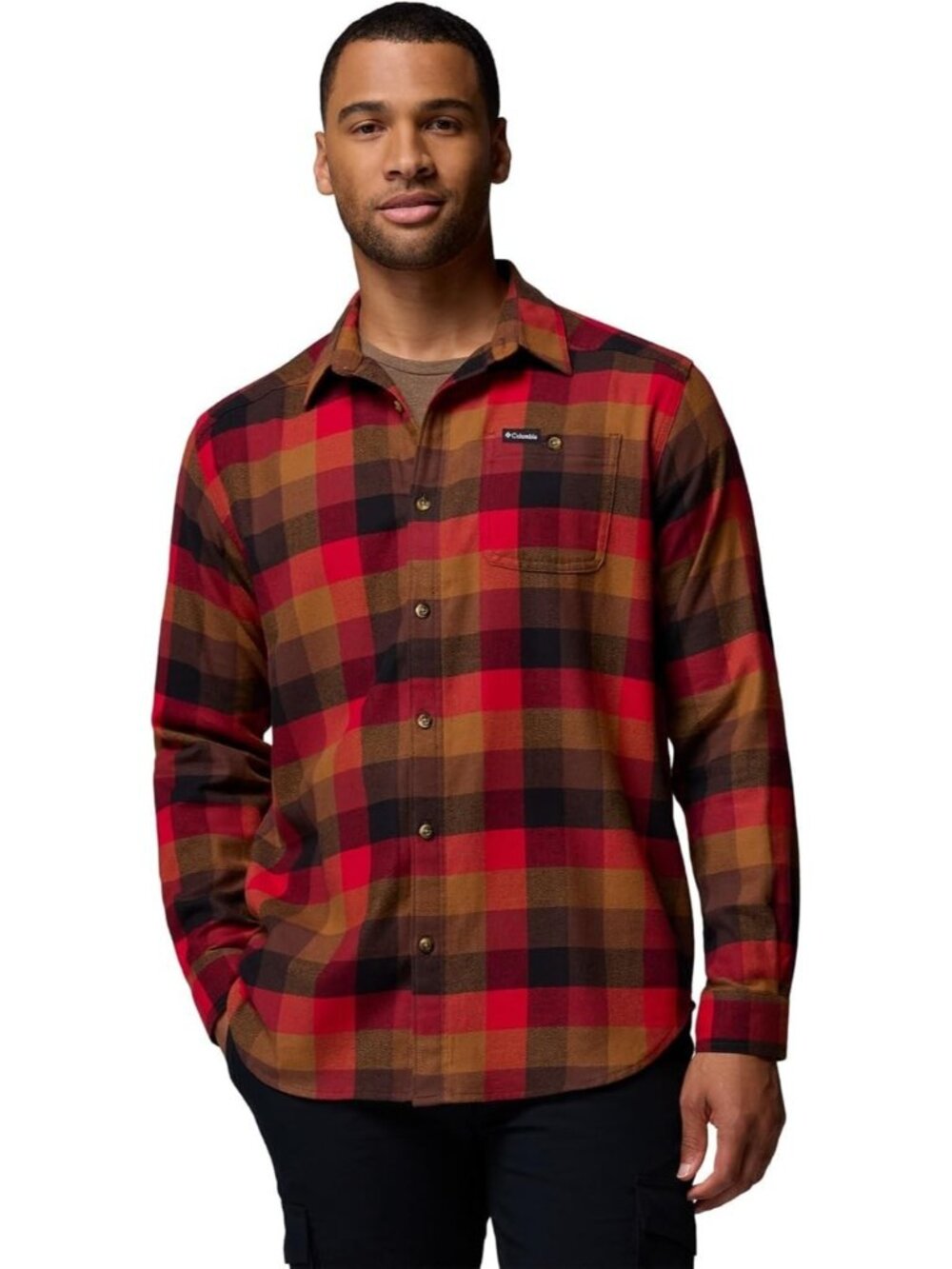 Columbia Cornell Woods Flannel Long Sleeve Shirt Tobacco Men Size 1X